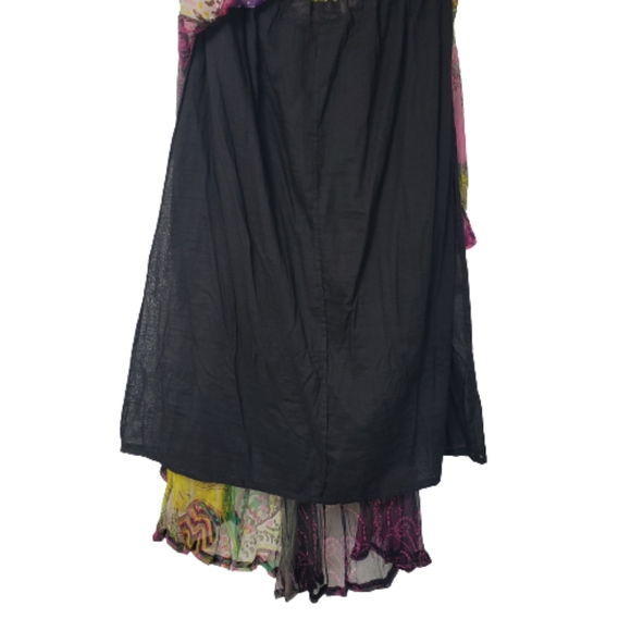 SOLD ANU Boho Peasant Multi Colored Gypsy Tiered Elastic Waist Flower Skirt Sz L - Picture 9 of 12